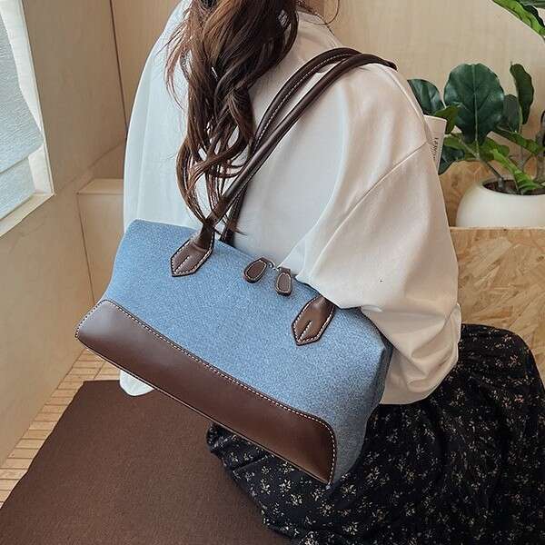 Denim for Designer Bags Women 2025 Autumn Winter New High-end Handbag Baguette Large Capacity Shoulder Underarm Bag