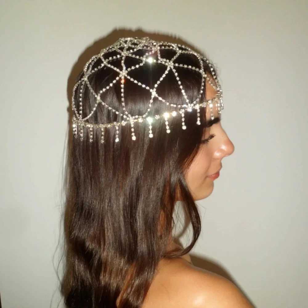 Stonefans Tassel Headdress Jewelry Handmade Jewelry Club Wedding Fashion Bling Rhinestone Hat Festival Girl for Women Headbands L250928QZG3