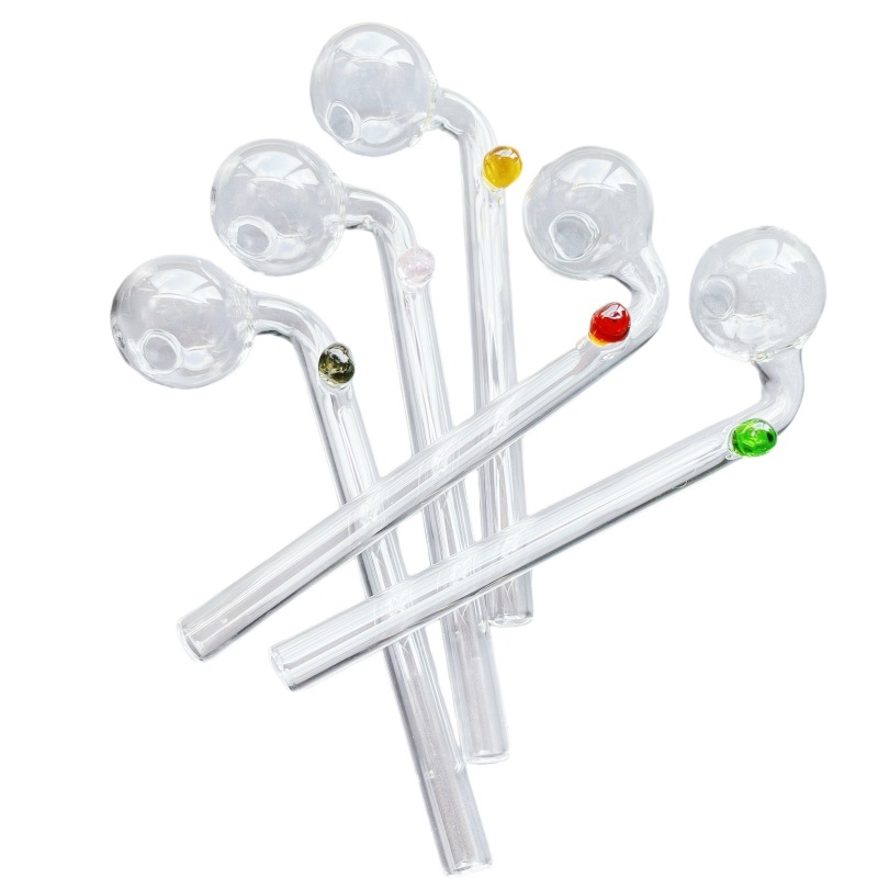 Glass pipe Oil Burner 14 cm Curved Bent Hand Tube Water Smoking Pipe no logo with Colored Stand 30 mm Bowls accessories