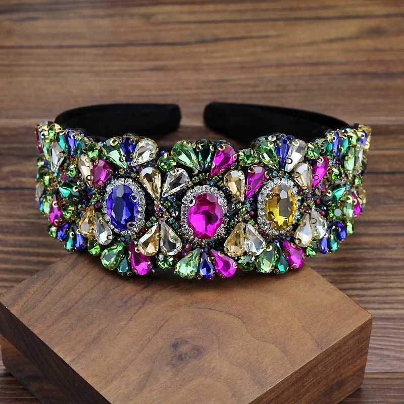 Wide Gorgeous Colorful Crystal Headbands Shiny Diamante Baroque Hairbands For Women Wedding Fashion Hair Jewelry L250928KNA7