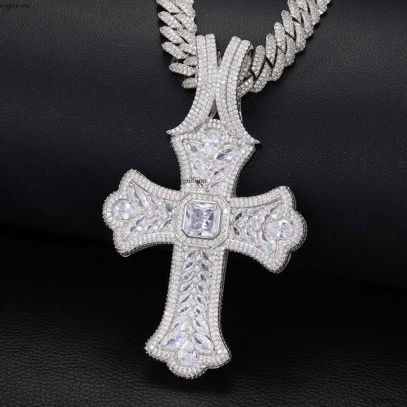 TopBling Hip Hop Full 5A T Zircons Large Cross Pendant Necklace Mens Religious Jewelry