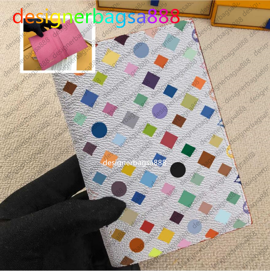 takashi murakami designer wallets for man women White tri color zippy organizer bag credit card holder coin purse key pouch purse clutch passport holder Makeup bag 99