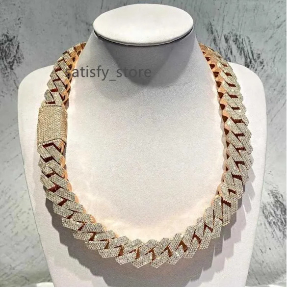 Xingsial 100% Diamond Test GRA 18mm Size 925 Sterling Silver Link Chain Moissanite Necklace Moissanite Tennis Chain