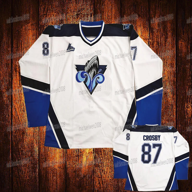 Personalized Custom Rimouski Oceanic Hockey Jersey 87 Sidney Crosby Number Embroidered Letter Number Design Polyester Men's Retro Classic Sportsw