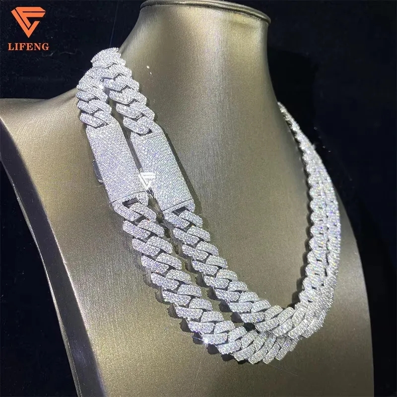 Xingsial 100% Diamond Test GRA 18mm Size 925 Sterling Silver Link Chain Moissanite Necklace Moissanite Tennis Chain