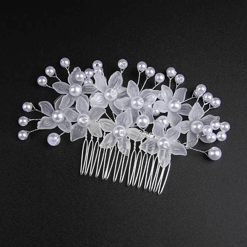 Handmade Red Pink Flower Wedding Hair Combs Pearl Bridal Headpiece For Women Headdress Prom Hair cessories L250928F9KH