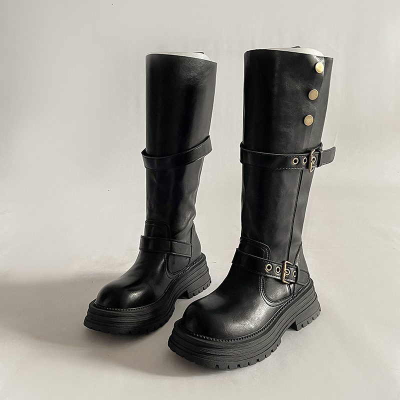 Platform Height-Increasing Long Women 2025 Summer New Versatile British Style Chunky Heel Fashion Riding Boots ddmymarket
