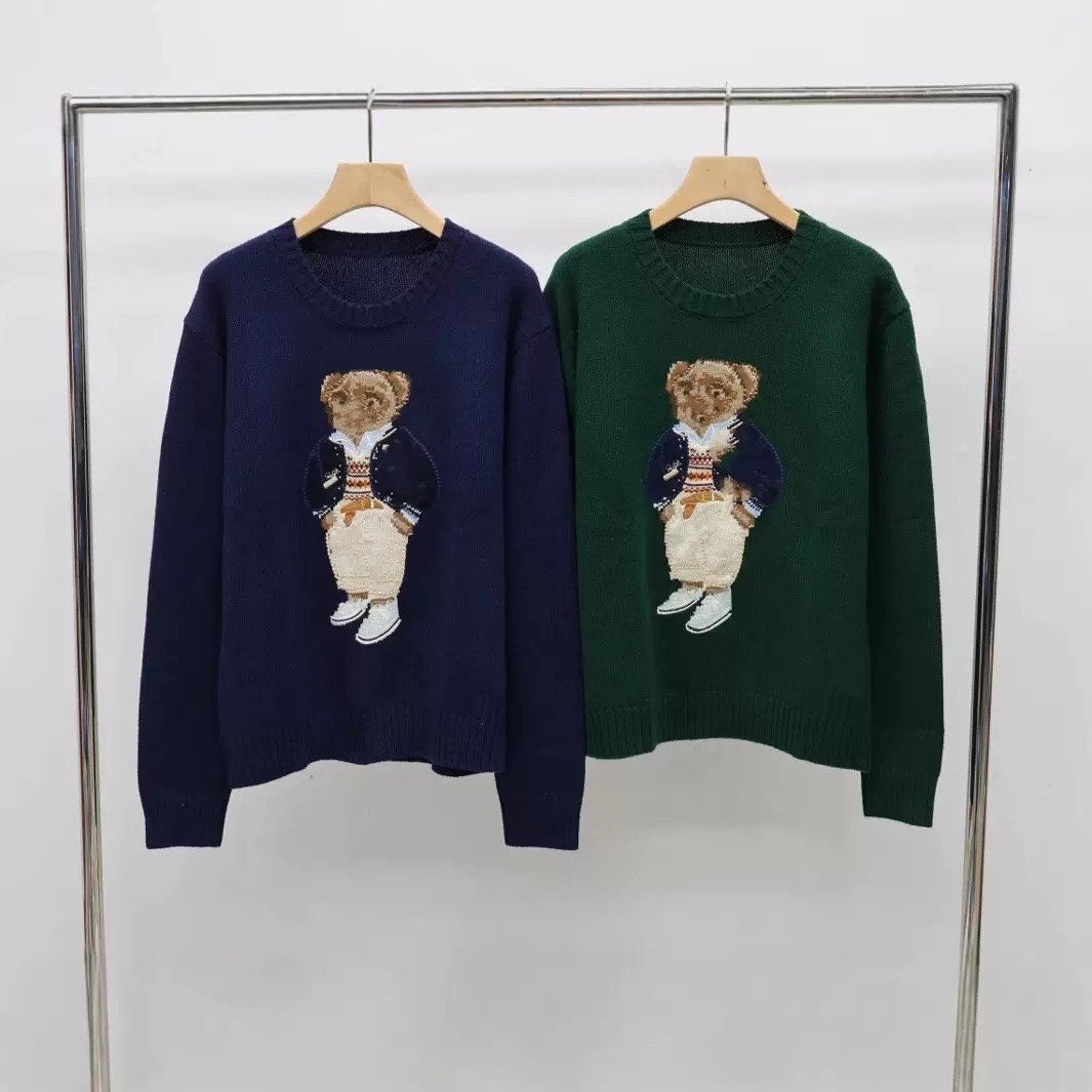 Designer brand Bear Heavy Industry embroidered sweater pullover women 2025 autumn new round neck outer wear comfortable versatile sweater