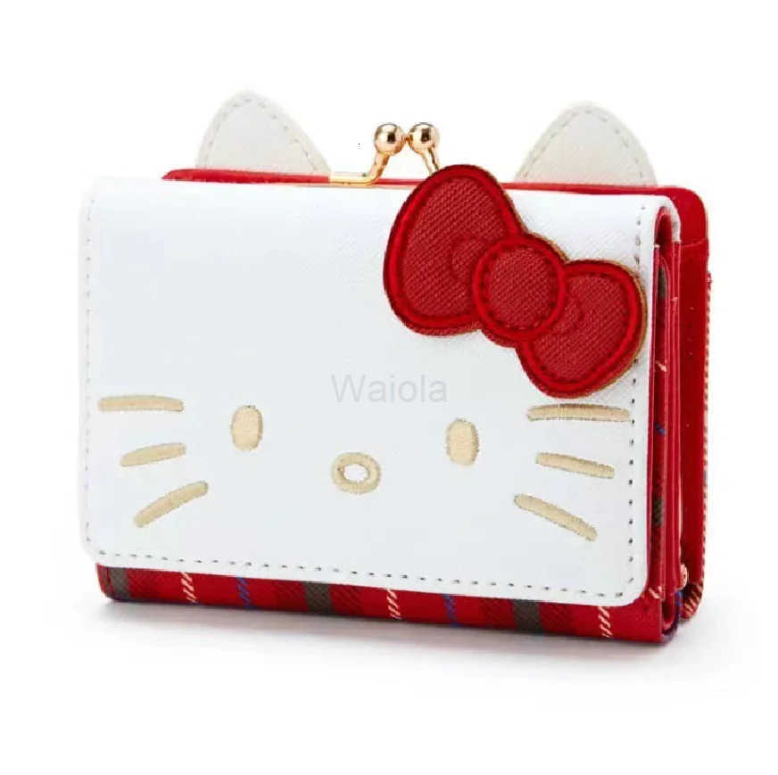 Sanrio Hello Kitty Kawaii Girls Wallet Mymelody Cinnamoroll Kuromi Zipper Wallet PU Bag Card Holder Folding Bag Coin Purse L250929
