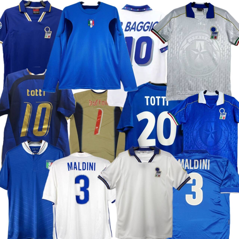 Retro classic Italy soccer jerseys 1990 1994 96 98 00 06 2012 20 21 Rossitto Italia R.BAGGIO MALDINI Nesta Albertini DEL PIERO Balotelli Men Kids Kits football jersey