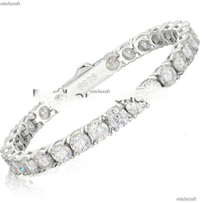 3mm-6mm Sterling Sier VVS Moissanite Tennis Bracelet Pass Dia Test Free Engraved Bling Men's Fine Jewelry For Women