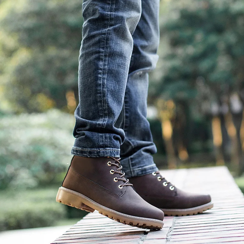 Winter boots men shoes warm plus fur winter snow boots work shoes men pu leather laceup ankle boots men plus size 250929