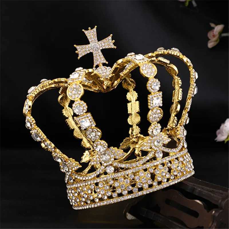 Male Cross Crown Baroque Bridal Wedding Crown Royal Queen King Tiara Birthday Party Hair Jewelry cessories Prom Pageant Diadem L250928KOK6