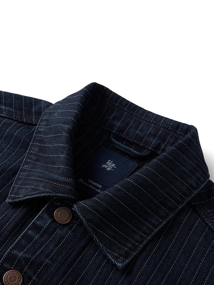 High Standard 2025 Autumn Oversize 135oz Heavyweight Denim Jackets Men Vertical Striped Indigo Coats 250917Z