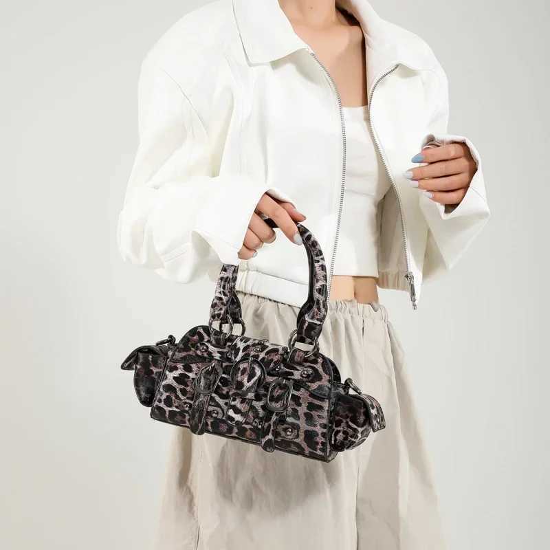 Highend Retro Pu Leather Handbag Brand Designer Leopard Houndstooth Pattern Small Shoulder Bags Versatile Women Crossbody Bag L250928