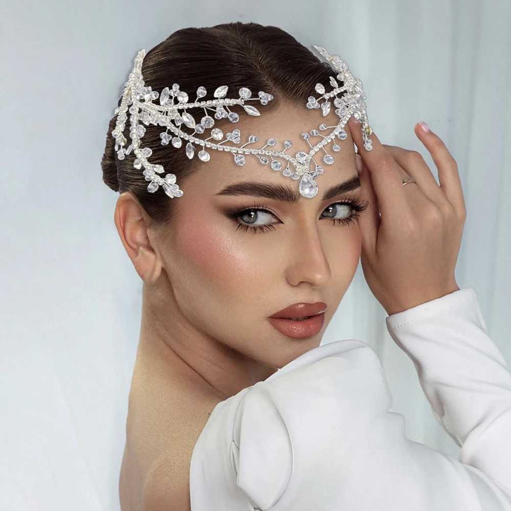 DZ215 Bling Indian Pendant Forehead Chain Jewelry Tiara Headpiece Bridal Headdress Crystal Wedding Headwear cessories Gift L250928H2KW
