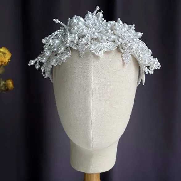 Bridal Le Pearl Flower Headband Prom Tiara Wedding Hair cessories Bride Handmade Hair ornaments Female Crystal Headdress L25092830R1