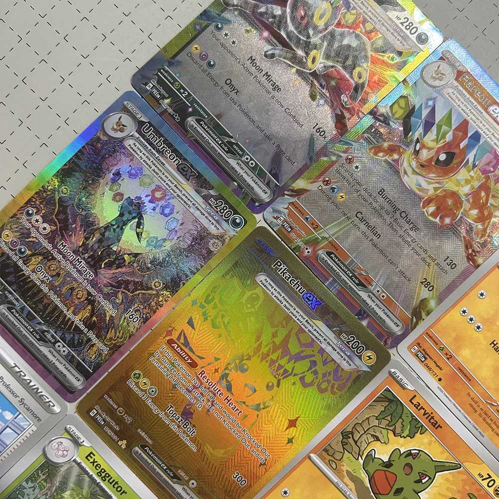 380Pcsset Anime Prismatic Eeveelution Series Foil Card English Collection Trading Glitter Card Game Child Gift L250929USUT