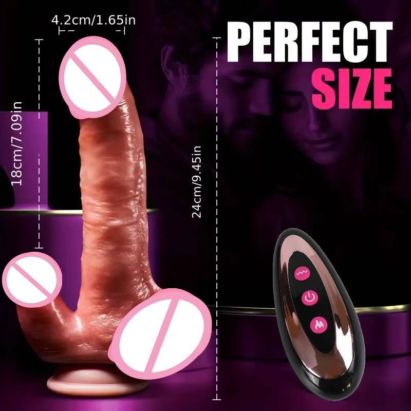 New Liquid Silicone Selfpleasuring Device with Electric Extension Swinging Vibrating Heating Lsized Realistic Dildo Sex Toys