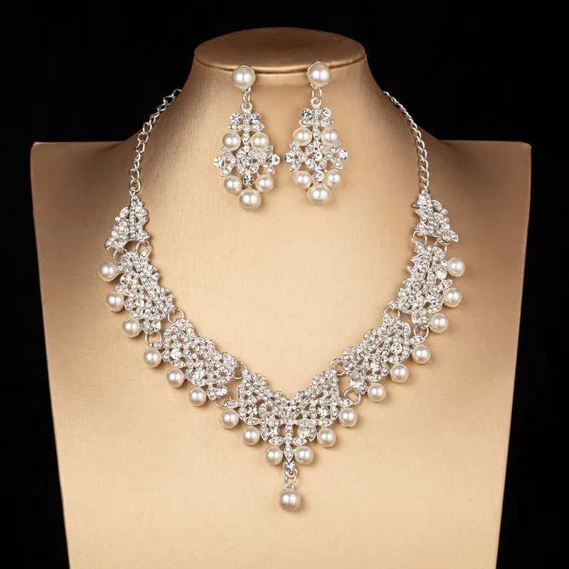 Hot Selling New Arrival Women Fashion Jewelry Set Wedding Bridal Crystal Neckle Earrings Set L2509280B2C