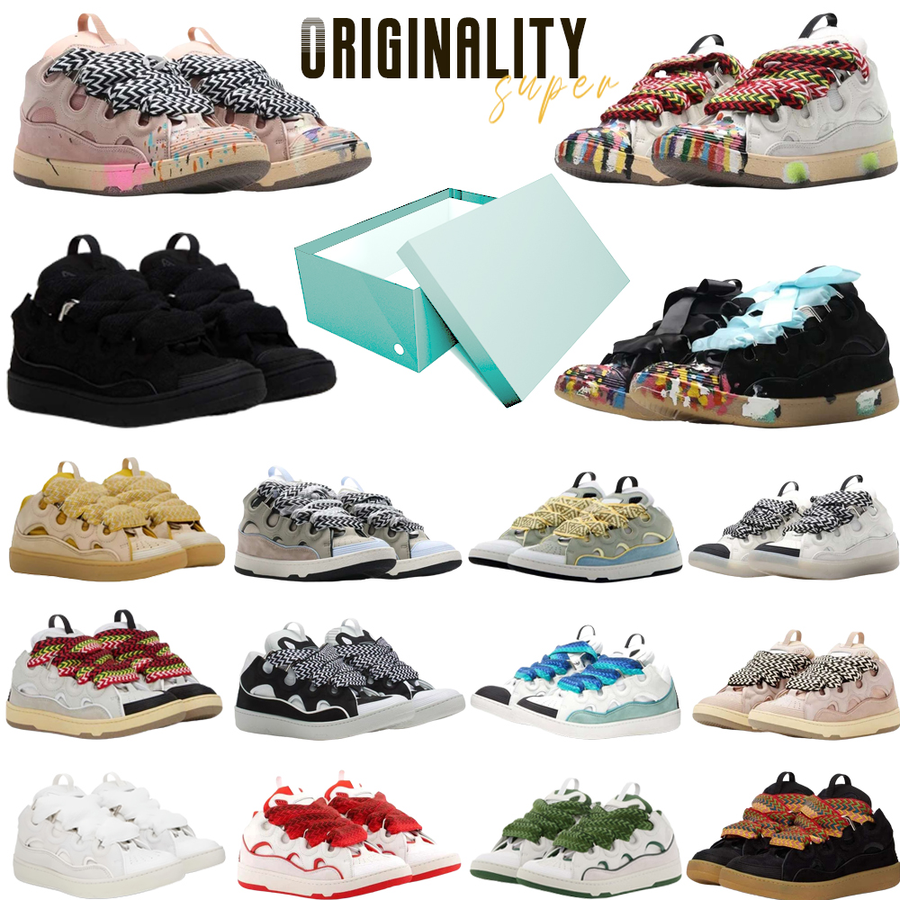with box luxury designer thick tongue shoes men women Lace-up sneakers classic plate-forme chaussure platform outdoor sports trainers style color variety size 35-46
