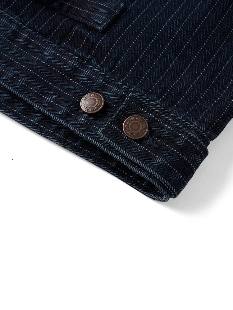 High Standard 2025 Autumn Oversize 135oz Heavyweight Denim Jackets Men Vertical Striped Indigo Coats 250917Z