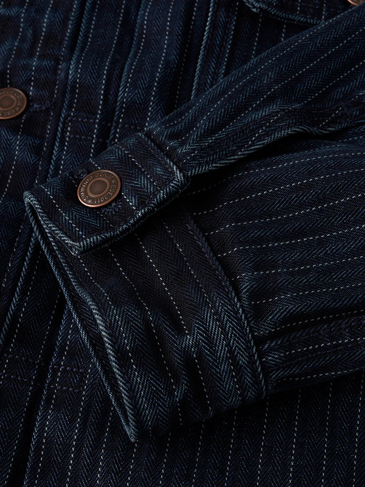 High Standard 2025 Autumn Oversize 135oz Heavyweight Denim Jackets Men Vertical Striped Indigo Coats 250917Z