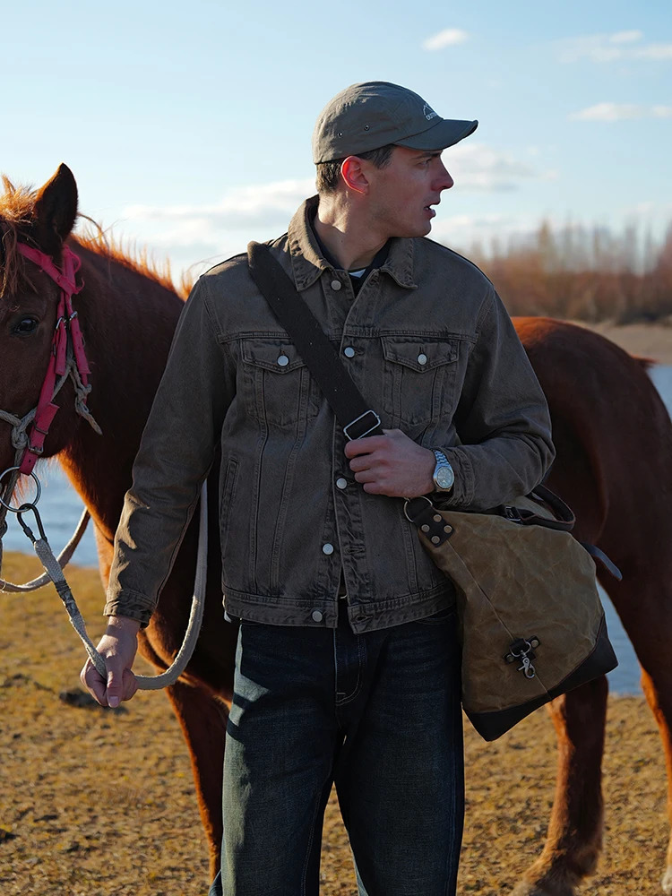 2025 Autumn Oversize Washed Vintage Denim Jackets Men 125oz Plus Size Coats 250917Z