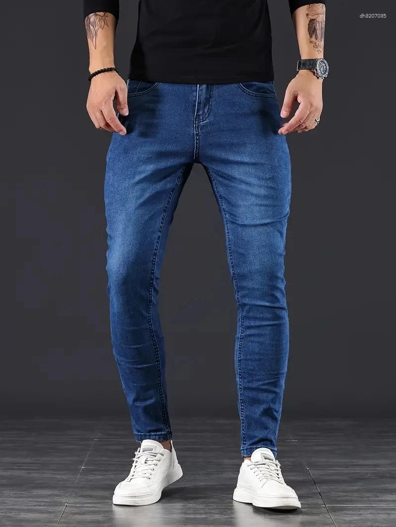 Men's Jeans Fashion Street Style Grey Skinny Men Vintage Wash Solid Denim Trouser Mens Casual Slim Fit Pencil Pants