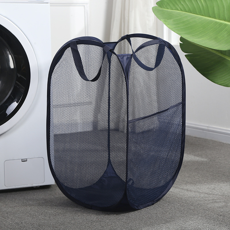 Household Mesh Laundry Basket Laundry Hamper Foldable Dirty Clothes Storage Baskets Large Capacity Organization