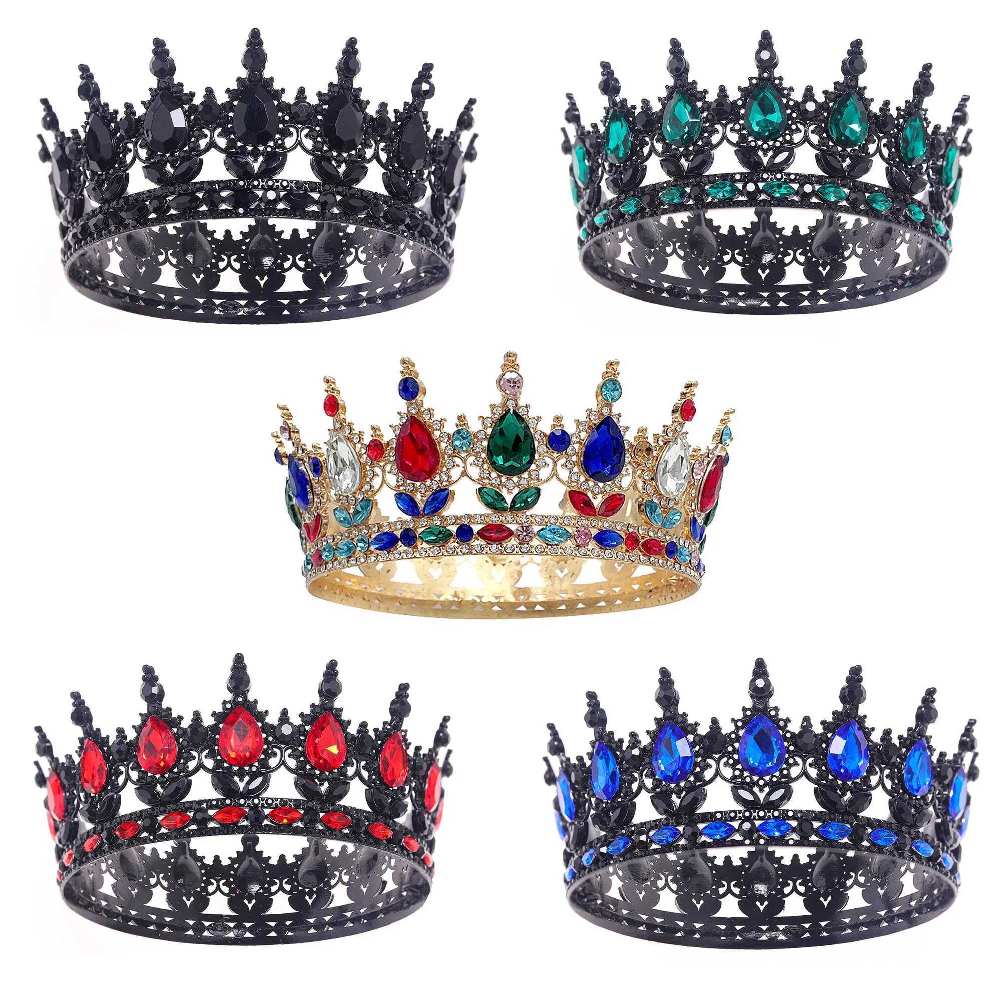 Vintage Baroque Queen King Bride Tiara Crown For Women Headdress Prom Bridal Wedding Tiaras and Crowns Hair Jewelry cessories L2509287DI3