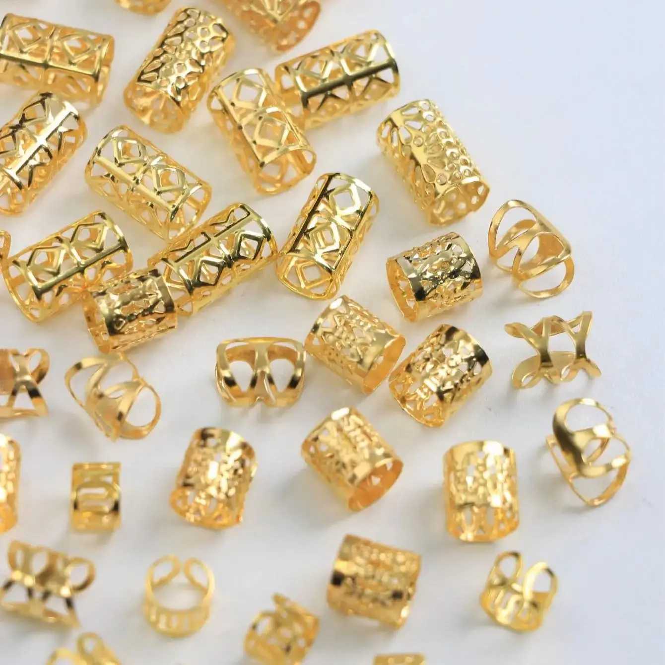 50pcsset Mixed Hair Rings Set Dreadlocks Beads Hair Braid Rings Clips Dread Locks Hair Braiding Cuffs Decorationcessories L250928PPN6