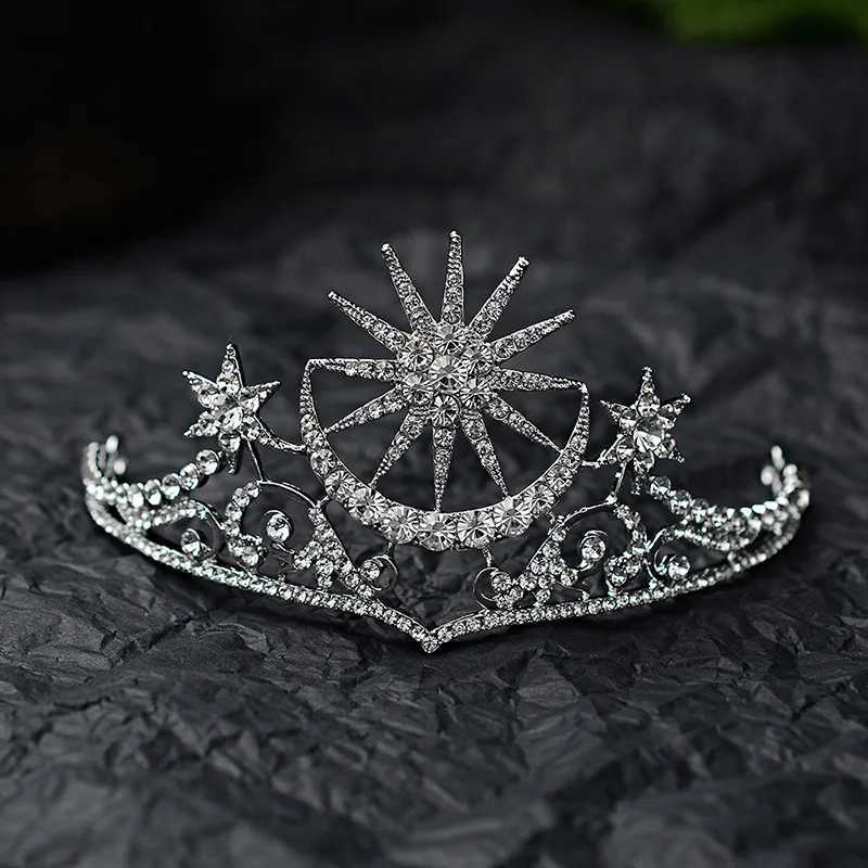 Baroque Star Crown Crystal Bridal Tiaras Rhinestone Pageant Diadem Bride Star Headdress Wedding Hair cessories Tiara De Noiva L2509281A8U