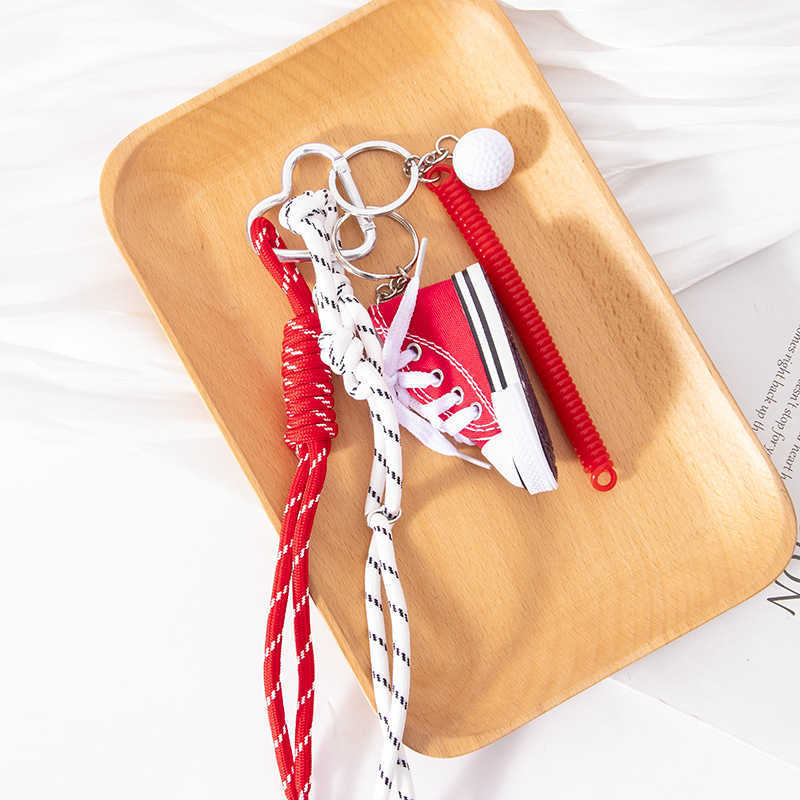 Niche Mini Multicolor Canvas Shoes Sports Woven Bag Pendant Keychain H250928