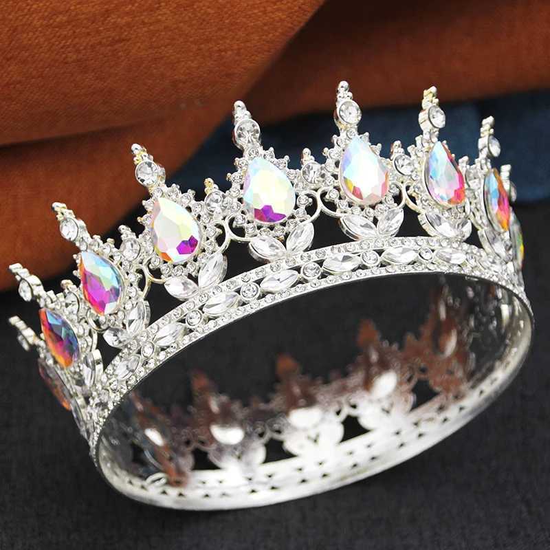 Gorgeous Crystal Wedding Crown Royal Queen King AB Tiaras and Crowns Bridal Diadem Party Prom Bride Headdress Jewelry L25092811ON