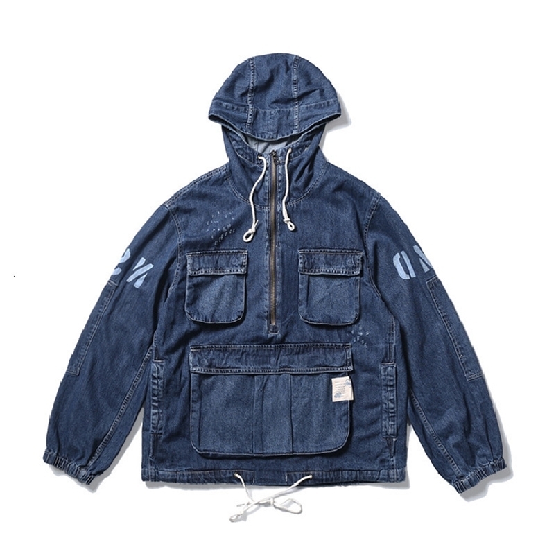 Mens Hoodies Sweatshirts Fashion Oversized Hip Hop Jeans Jacket Streetwear Hooded Cargo Denim Coat With Multi Pockets Loose Fit Y2K Outerwear 230725