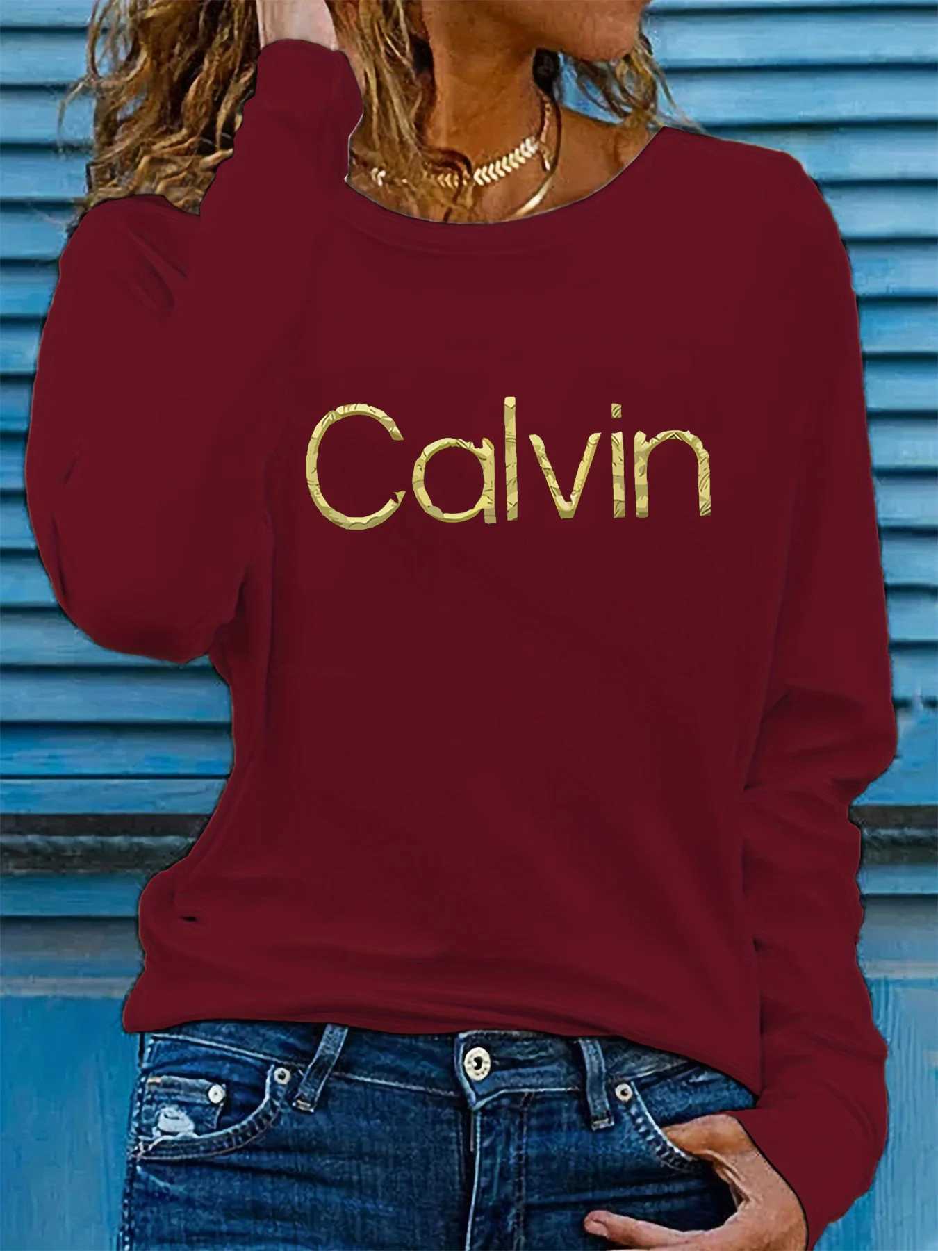 Women's luxcury Spring/Autumn 100% Cotton Looped Pullover Sweatshirts with Large Print Design