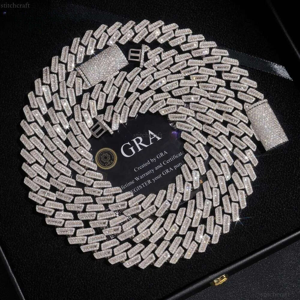 Necklace Jewelry Cuban Link Chain Custom Vvs Moissanite 20MM Rhombus Iced Out Sterling Sier Pass Dia Test Hip Hop Chains for Men Jewelery