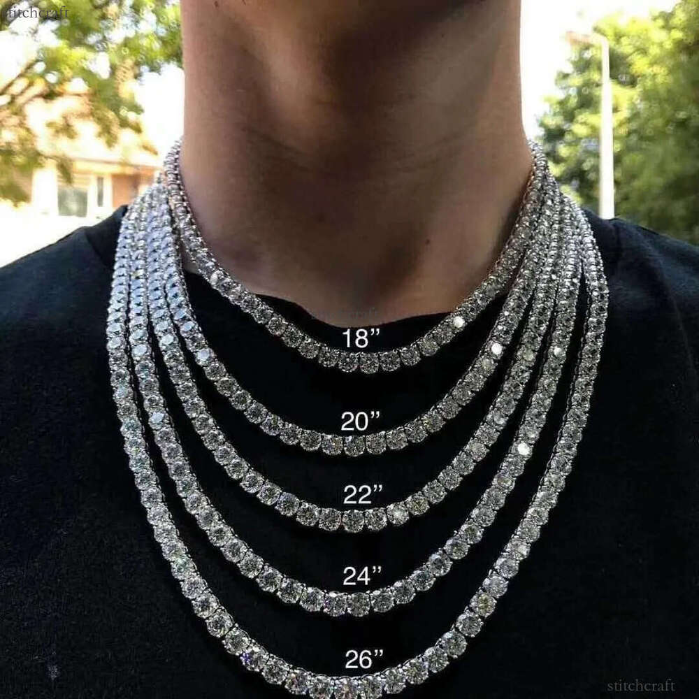 New Hip Hop by testing All Tennis authentic sterling sier Men's and women's Moissanite Chain Christmas gift 3mm