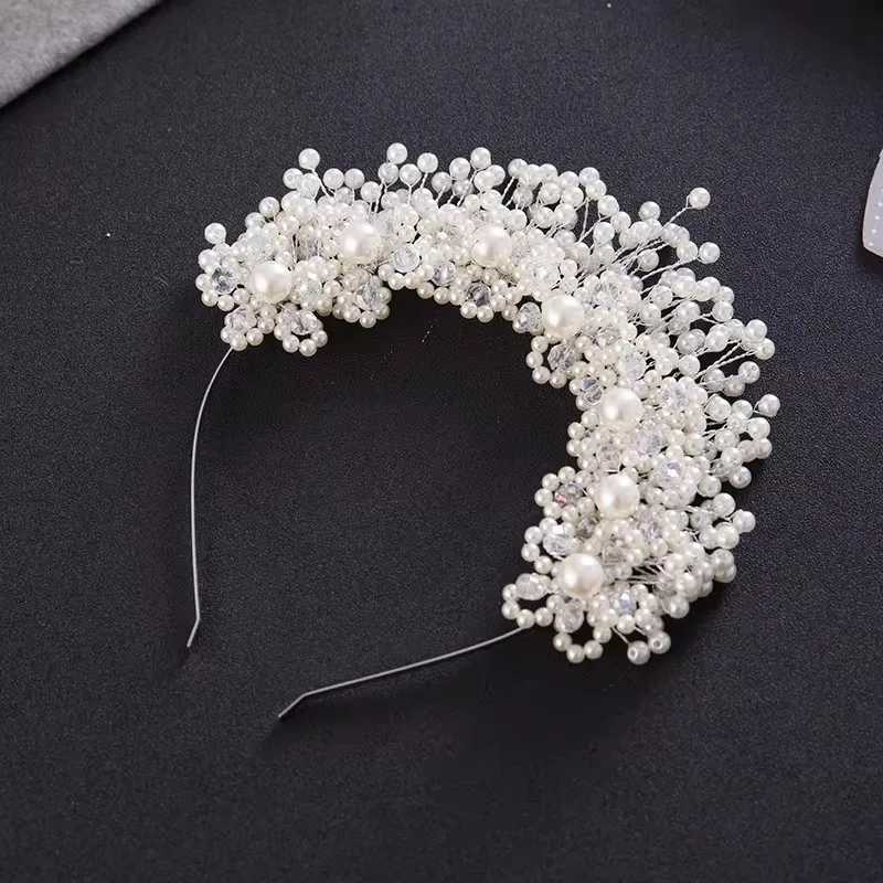 White Pearl Bridal Headband Women Handmade Wedding Headband Crown Fashion Party Hair cessories Diamonds Bridesmaid Tiaras L250928GSO7