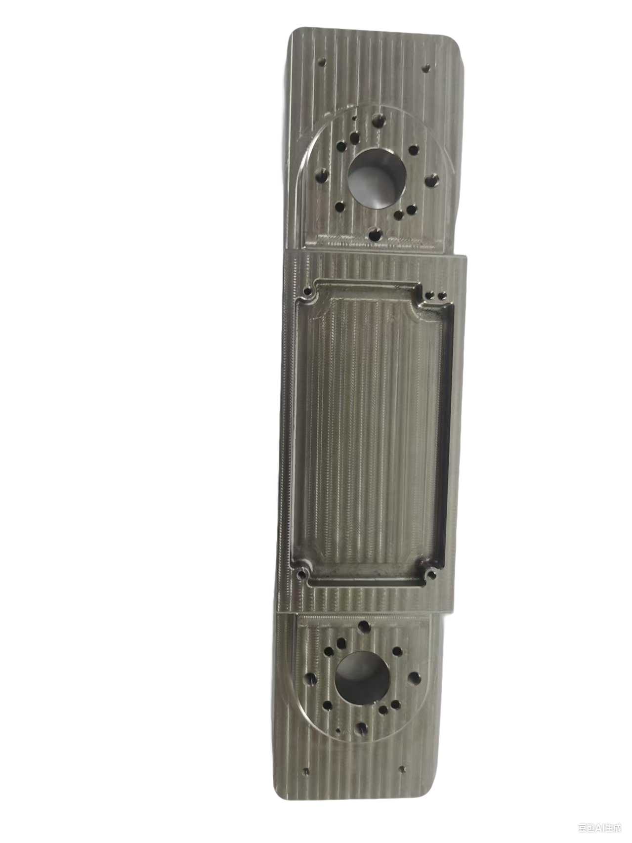 Common Tools Precision - Machined Stainless Steel Mechanical Component with Dual Circular Interfaces and Ribbed Structure H04