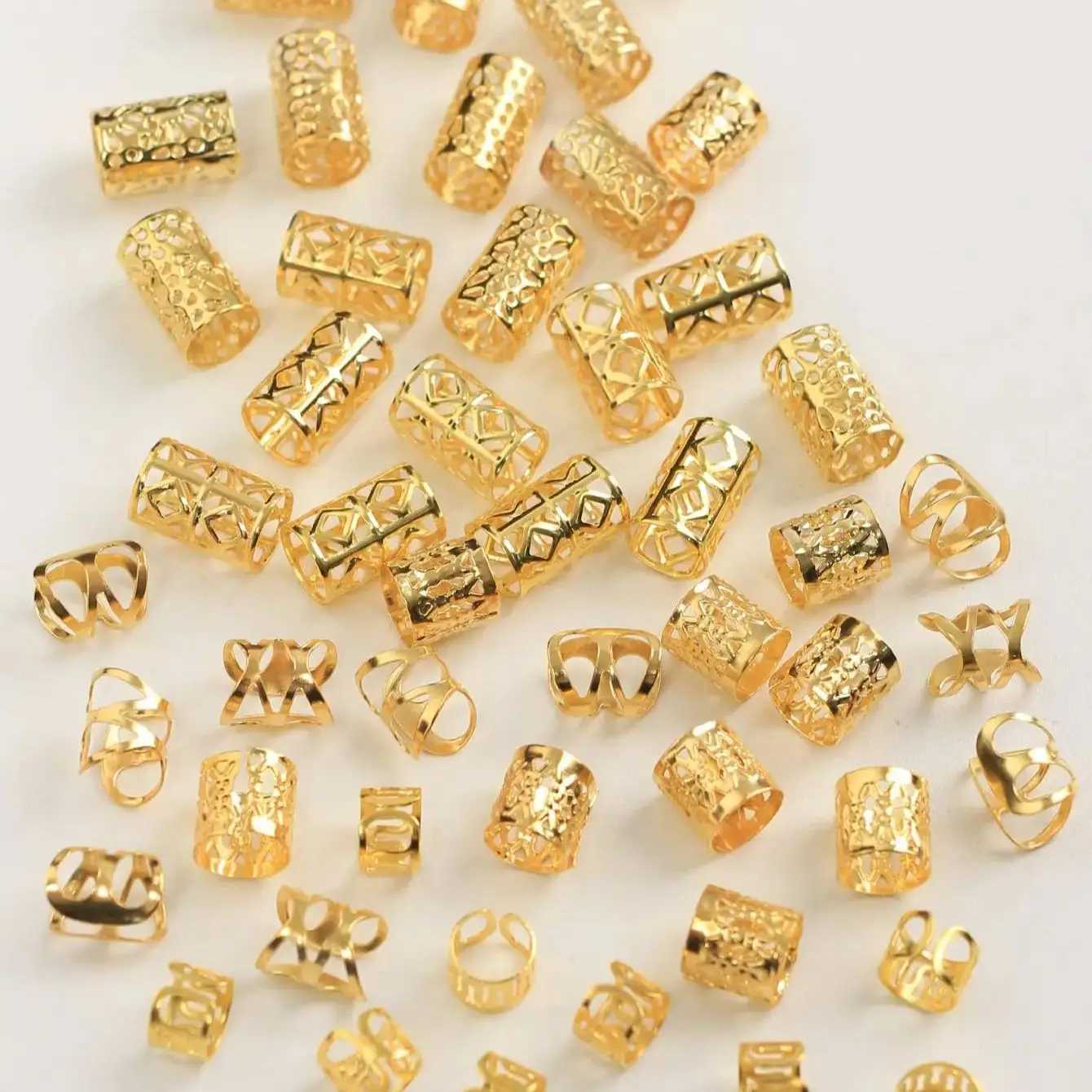 50pcsset Mixed Hair Rings Set Dreadlocks Beads Hair Braid Rings Clips Dread Locks Hair Braiding Cuffs Decorationcessories L250928PPN6