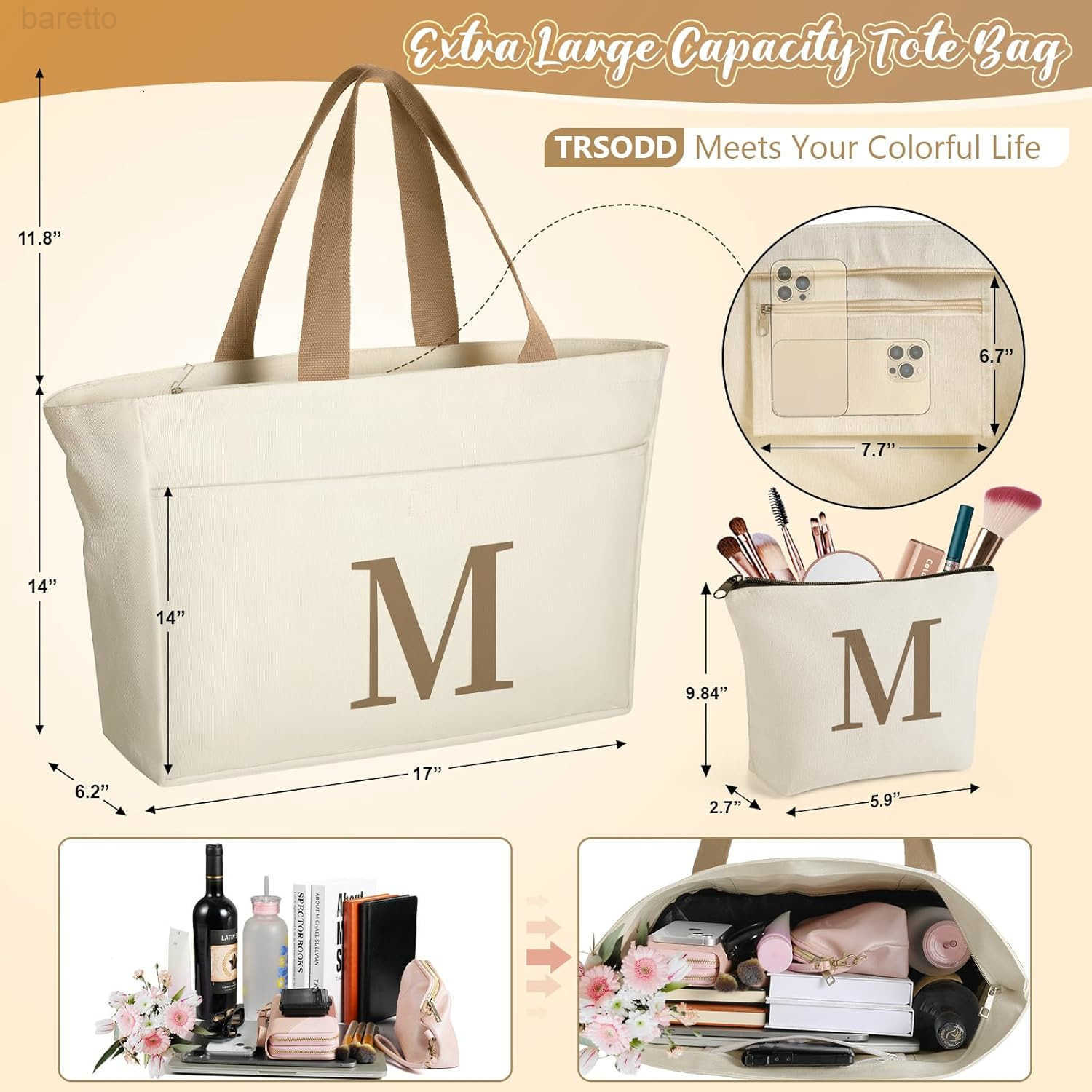 Mothers Day Gifts for Nana Personalized Best Nana Birthday Gifts for Women Tote Bag and Makeup Bag Set Z250929