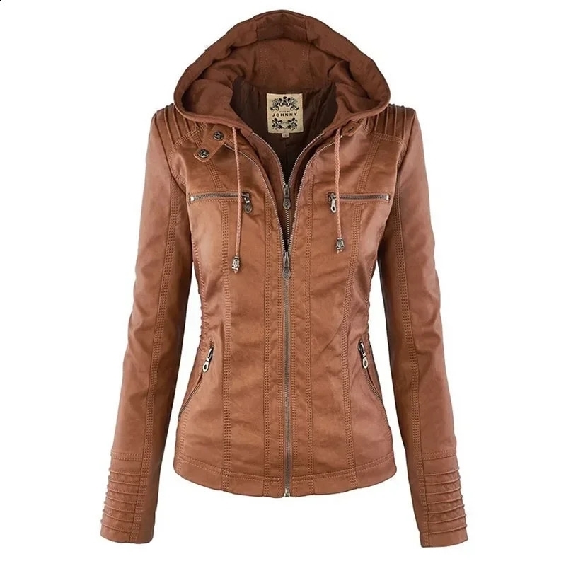 Faux Leather Jacket Women 2024 Basic Coat Female Winter Motorcycle PU Zipper Hoodies Outerwear chaqueta 240930Z