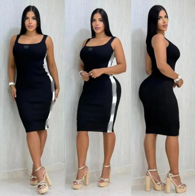 Designer women Dresses Luxury Sexy Casual Letter Sleeveless Knee Length Vest Dress