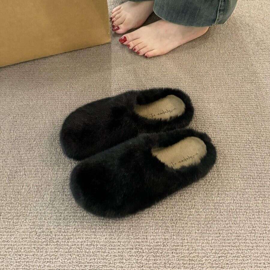 2024 Soft Thick Women's Elegant Gentlewoman Non-Tiring Warm Platform Sole Internet Celebrity New Casual Cotton Slippers