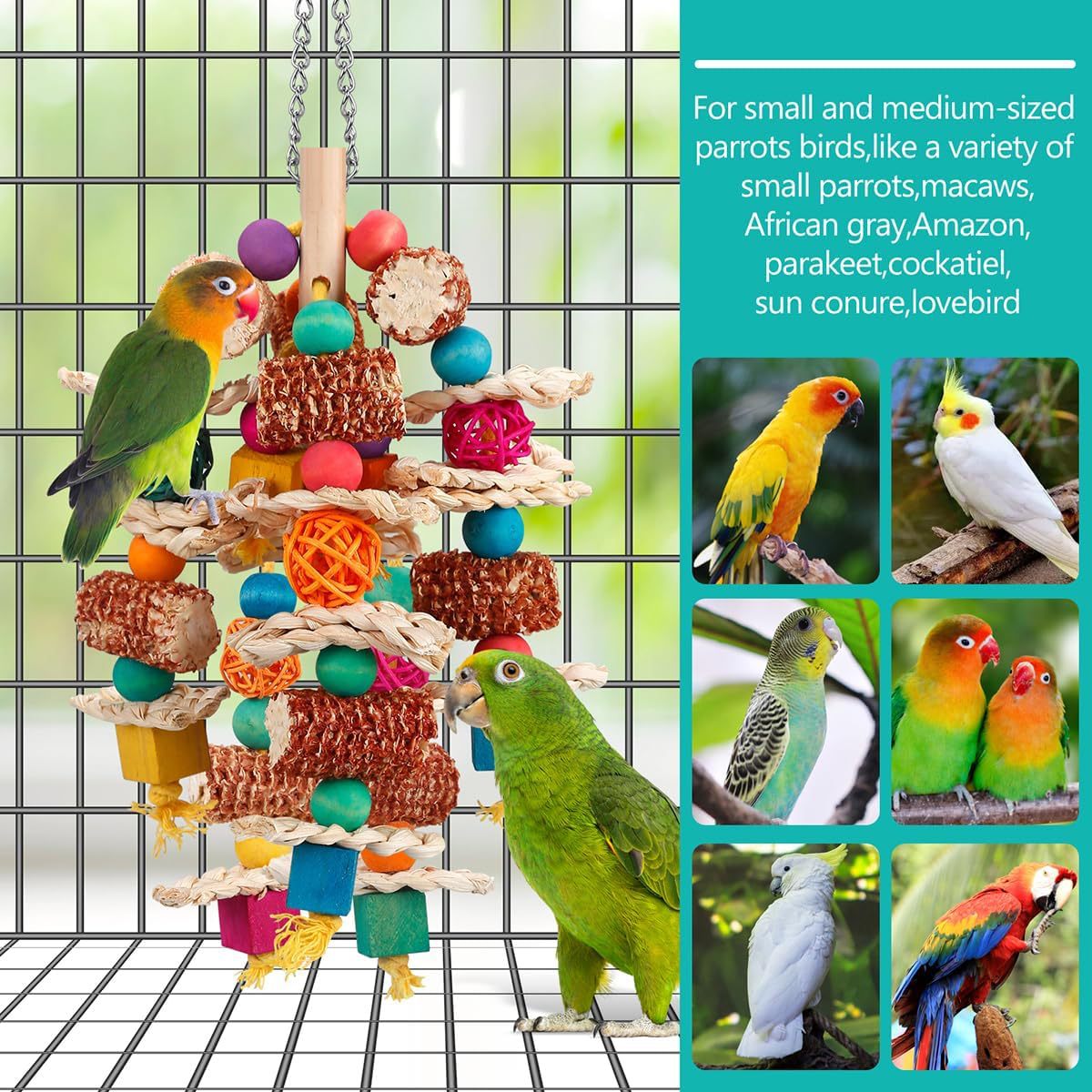 2025 new Colorful Accessories Foraging Ball Natural Wooden Parrot Chewing Block Bird Cage Toy for Parakeets