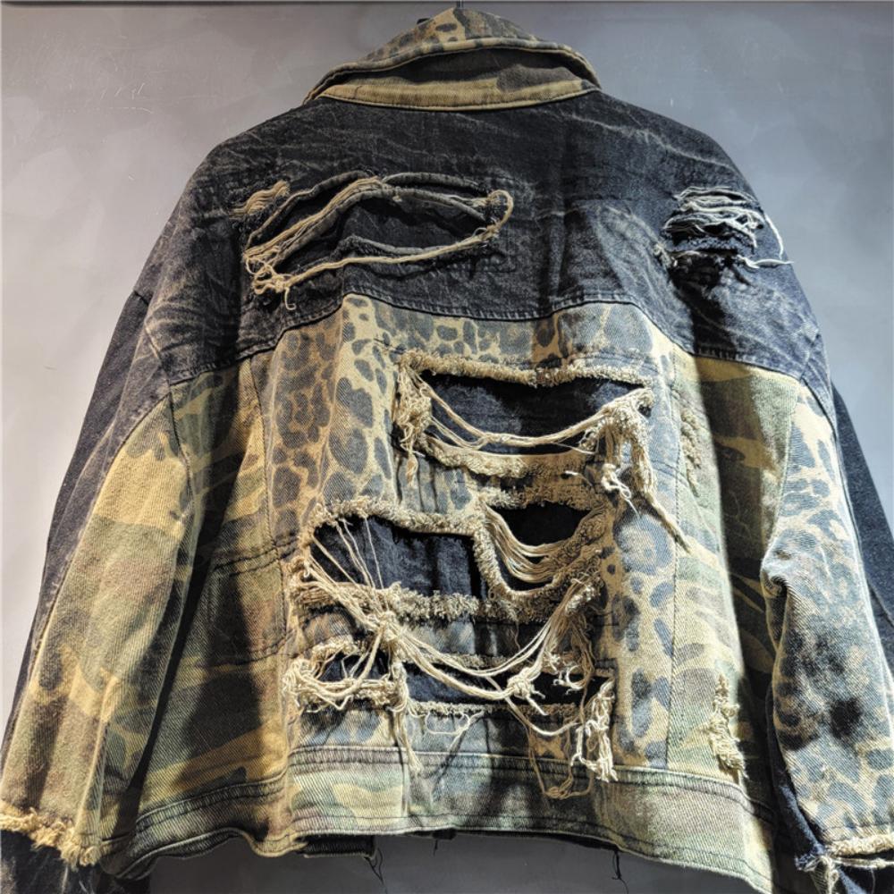 2025 New Designer Men's Retro Streetwear Jacket Outdoor Sports Luxury Leopard Print Camouflage Y2K Style Coat Hip-hop Fashion Youth Coat