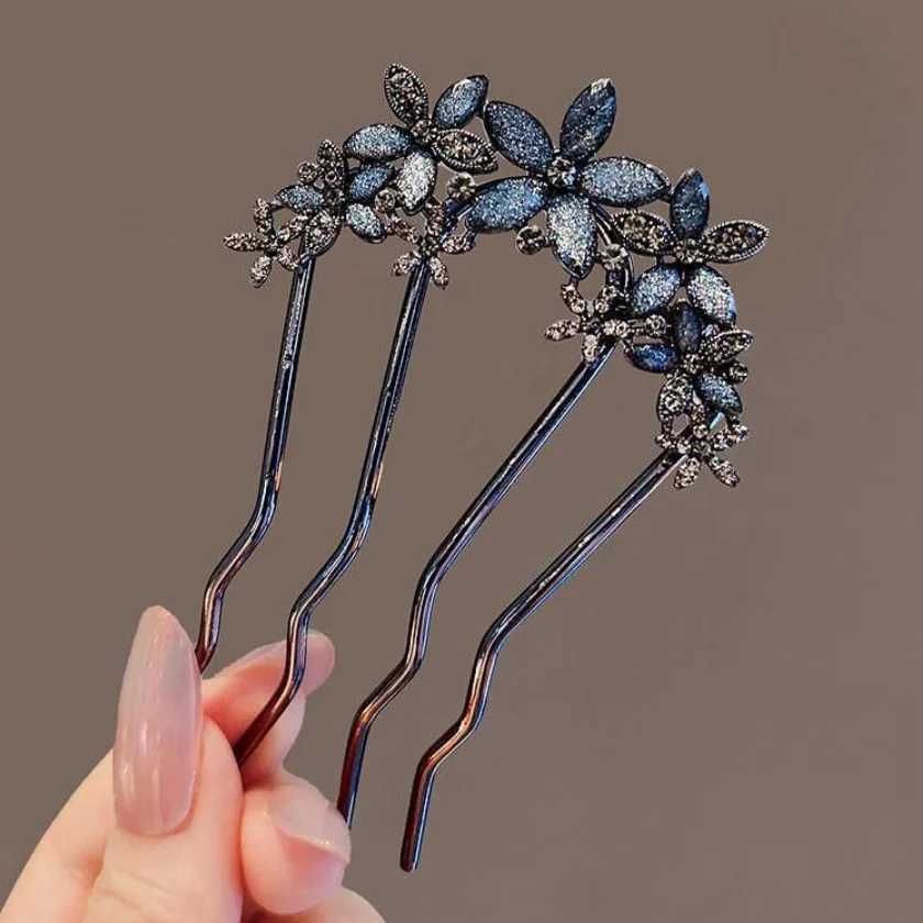 French Retro Bun Hair cessories Elegant Pearl Flower Hair Combs Pins Women Daily Ushaped Hairpin Female Alloy Hair Clasp Gift L250928KREK