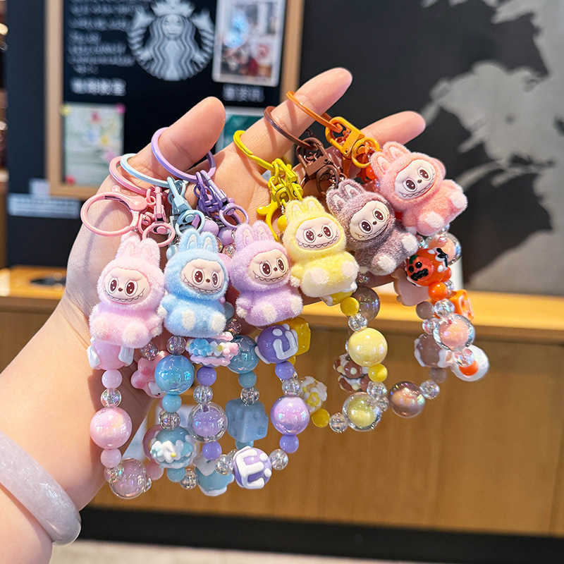 Creative Doll Beaded Chain Keychain for Women Backpack Pendant Couple Car Keychain Gift H250928